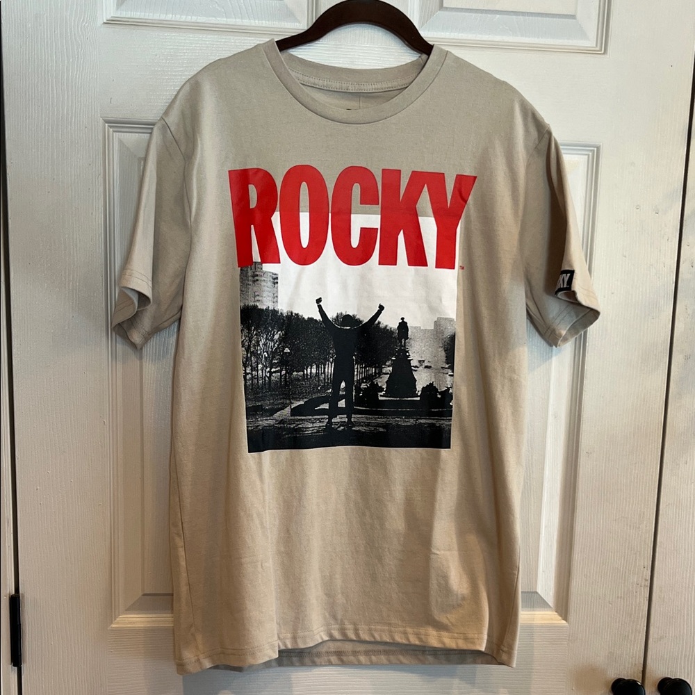 Rocky Beige Tee with Red Graphic